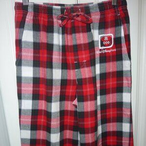 Ladies DISNEY Originals Plaid Flannel Sleep Lounge Pants Embroidered Logo Medium